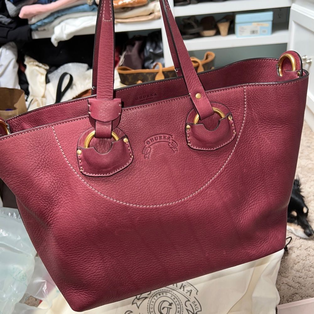 NWT Ghurka Leather Shoulder Tote Purse Bag